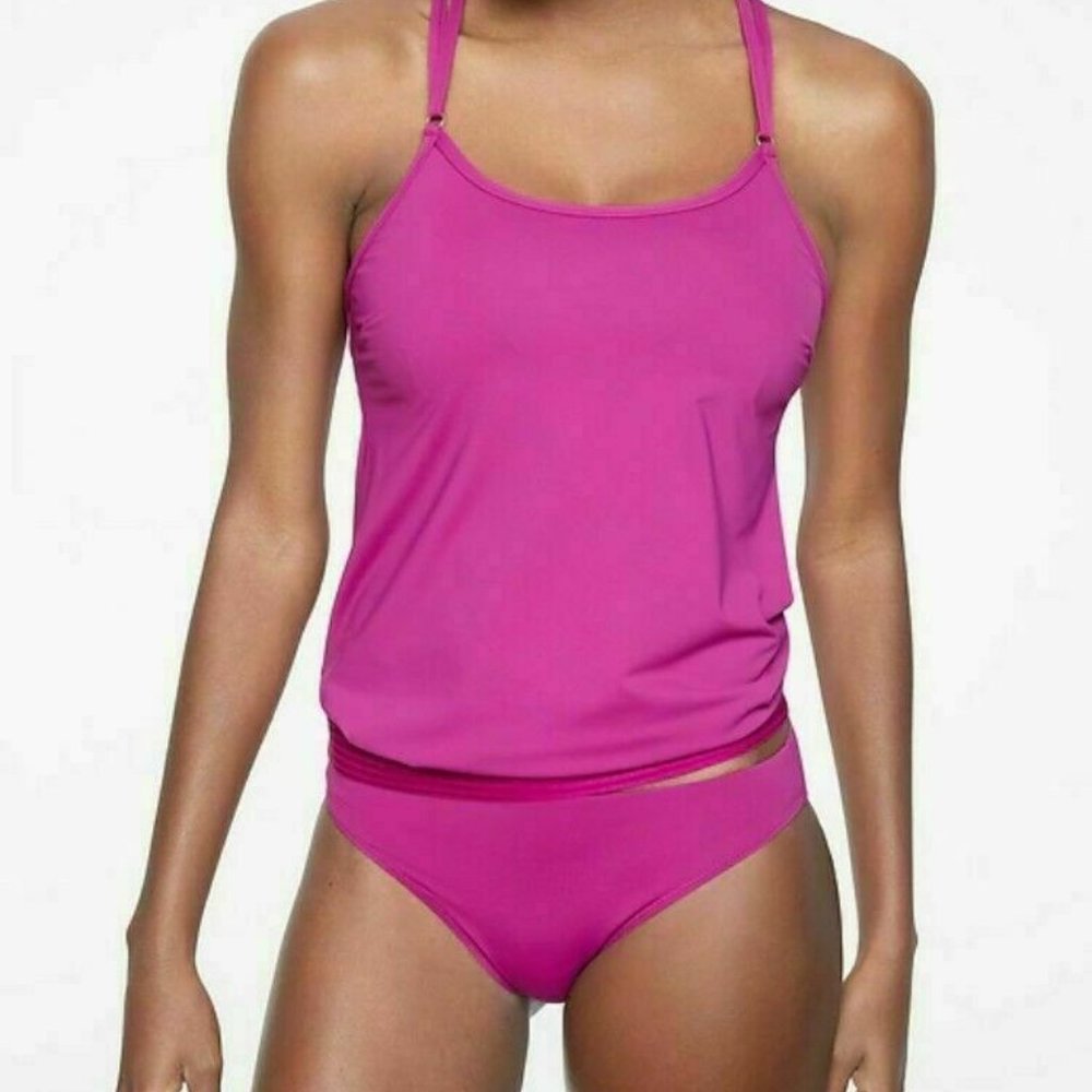 Athleta Cross Back Tankini Top-Vibrant Fuchsia 32D/DD - NWOT